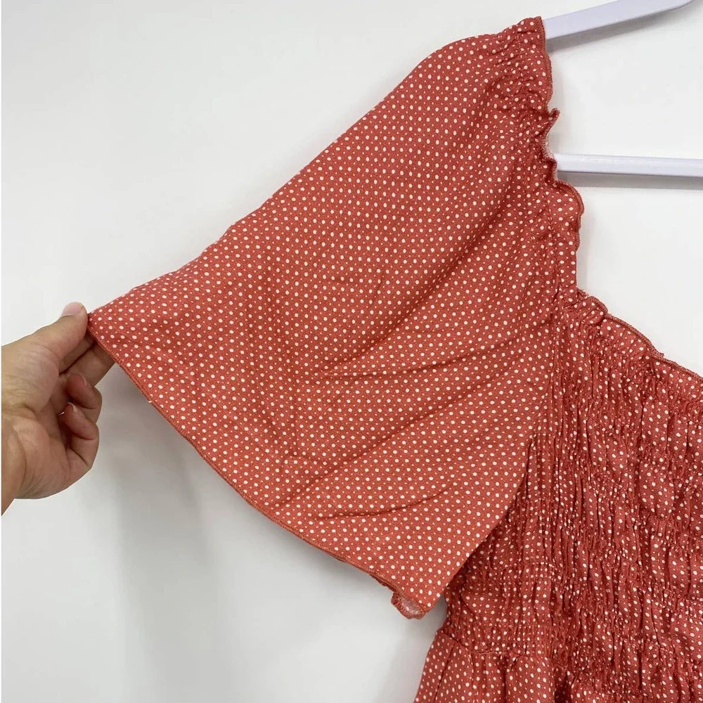 Urban Romantics Womens Off Shoulder Peasant Polka Dot Blouse NEW Small - Picture 3 of 10